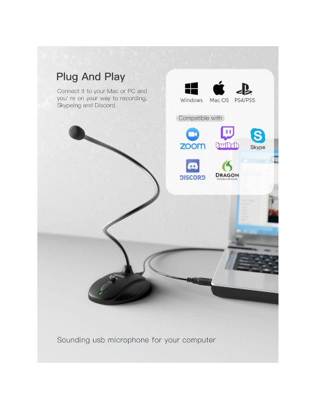 Micrófono USB de Condensador FIFINE K054 para PC y Laptop