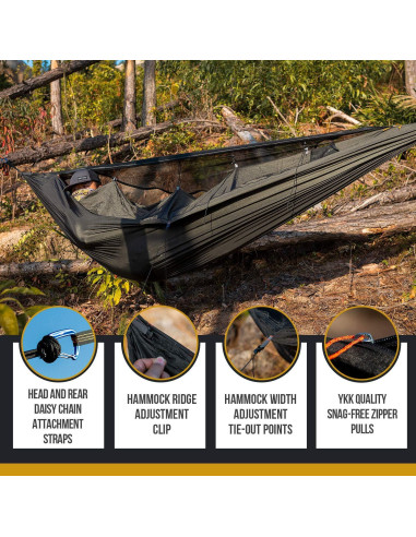 Hamaca de Camping OneTigris KOMPOUND Verde Oliva con Red y Aislante