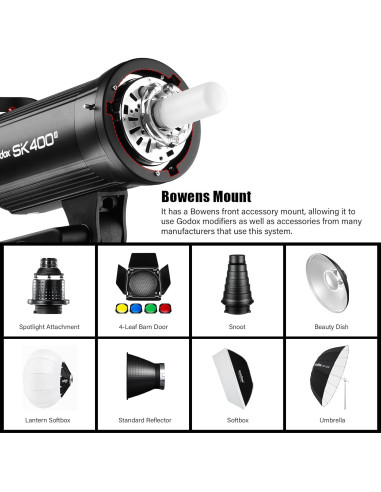 Estroboscopio Godox SK400II 400Ws con Montura Bowens 150W