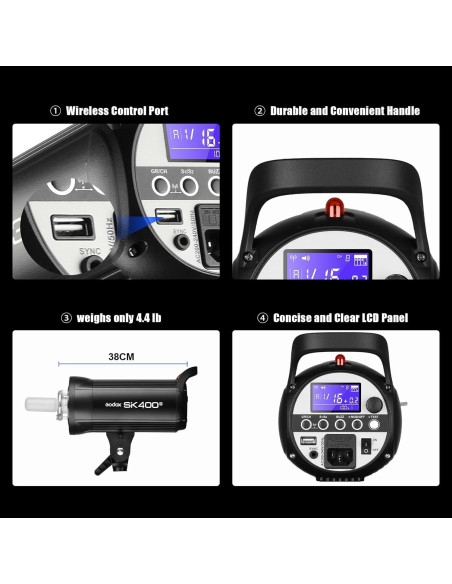 Estroboscopio Godox SK400II 400Ws con Montura Bowens 150W