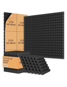 Paneles de Espuma Acústica EEKIYA 8 Piezas 30.48x30.48cm Negro
