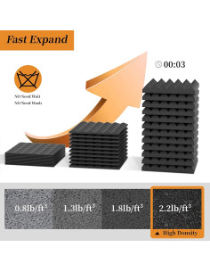 Paneles de Espuma Acústica EEKIYA 8 Piezas 30.48x30.48cm Negro 2