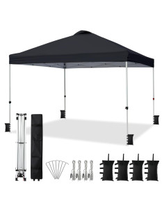 Carpa Plegable VINGLI 10x10 Negra Impermeable Ajustable