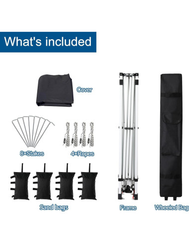 Carpa Plegable VINGLI 10x10 Negra Impermeable Ajustable