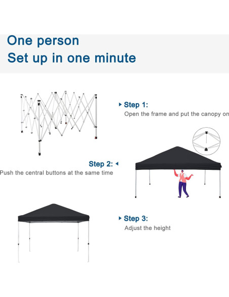 Carpa Plegable VINGLI 10x10 Negra Impermeable Ajustable