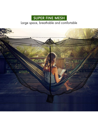 Red de Hamaca TOBWOLF con Cremallera Doble Cara y Cuerda