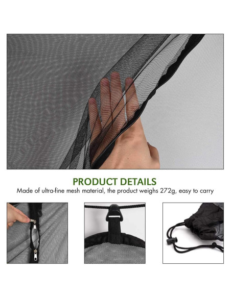 Red de Hamaca TOBWOLF con Cremallera Doble Cara y Cuerda