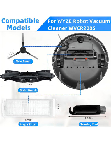 Kit de Accesorios para Aspiradora Robot WYZE WVCR200S - 17 Piezas