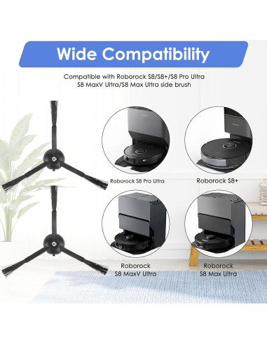 6 Cepillos Laterales FILTERIST para Roborock S8 MaxV Ultra