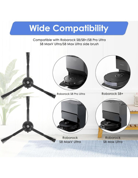 6 Cepillos Laterales FILTERIST para Roborock S8 MaxV Ultra