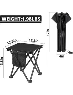 Taburete Plegable Camping Zaboro 2 Pack 35.1 cm Negro 2