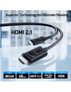 Cable HDMI 2.1 USB C Cable Matters 1.83m 8K 60Hz 4K 240Hz 2