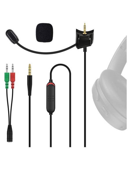 Micrófono Boom QC45 Gneinour con Divisor Y 3.5mm para Juegos