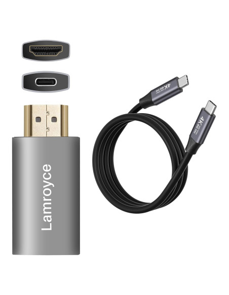 Adaptador USB C a HDMI 4K Lamroyce con Cable 1.22m Adaptador USB C a HDMI 4K Lamroyce con Cable 1.22m
