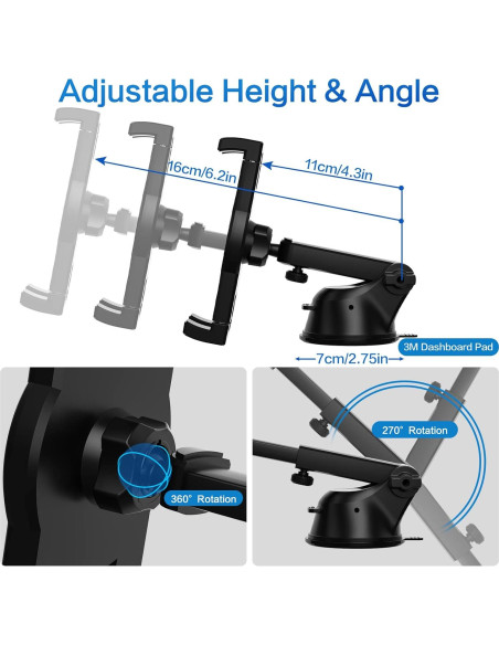 Soporte de Tablet para Coche YOOZ con Ventosa Ajustable 4-13"