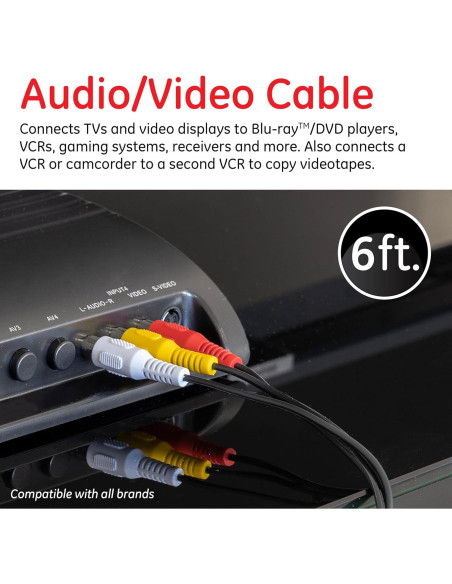 Cable de audio/video GE 1.8m RCA macho a macho baja pérdida