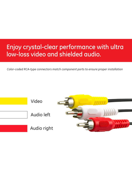 Cable de audio/video GE 1.8m RCA macho a macho baja pérdida