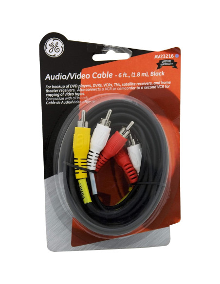 Cable de audio/video GE 1.8m RCA macho a macho baja pérdida