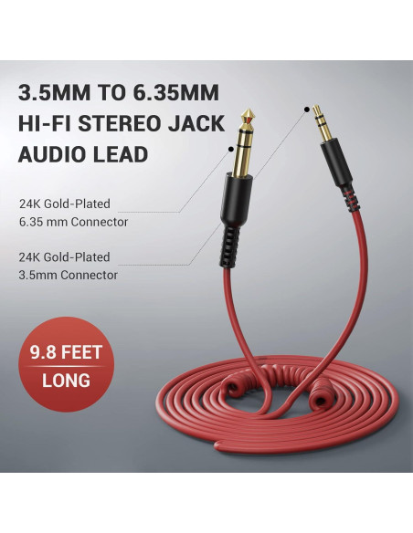 Cable Adaptador Estéreo OneOdio 6.35mm a 3.5mm 2m-3m