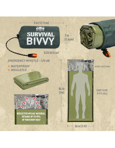 Bivvy de Emergencia Monterra - Saco de Dormir Mylar 1 Persona 2