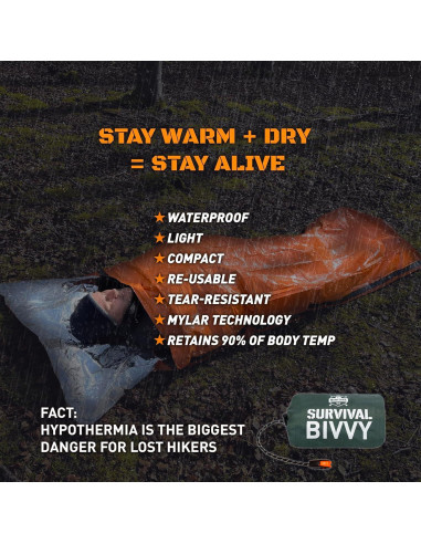 Bivvy de Emergencia Monterra - Saco de Dormir Mylar 1 Persona
