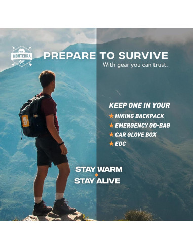 Bivvy de Emergencia Monterra - Saco de Dormir Mylar 1 Persona