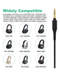 Cable de Auriculares de Reemplazo Lusgawer 150cm Negro 2