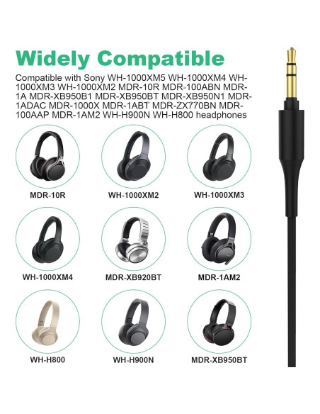 Cable de Auriculares de Reemplazo Lusgawer 150cm Negro