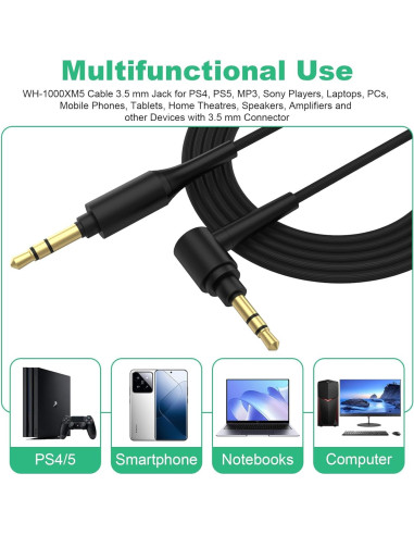 Cable de Auriculares de Reemplazo Lusgawer 150cm Negro