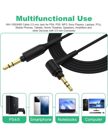 Cable de Auriculares de Reemplazo Lusgawer 150cm Negro