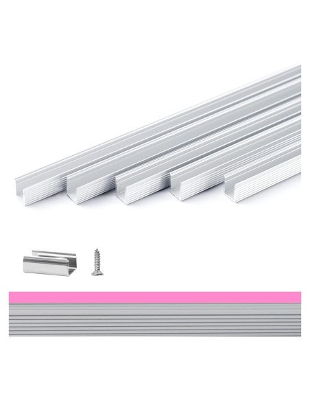 Soporte de Montaje Aluminio Shine Decor 1M para Luces LED 6x12mm