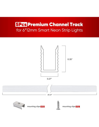 Soporte de Montaje Aluminio Shine Decor 1M para Luces LED 6x12mm