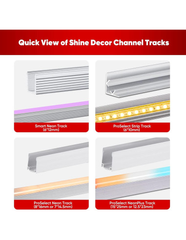 Soporte de Montaje Aluminio Shine Decor 1M para Luces LED 6x12mm