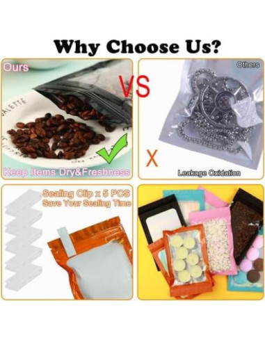 150 Bolsas Mylar Holográficas 6x9 GcFoir Reutilizables A Prueba de Olores