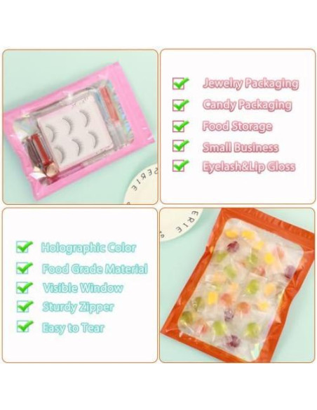 150 Bolsas Mylar Holográficas 6x9 GcFoir Reutilizables A Prueba de Olores