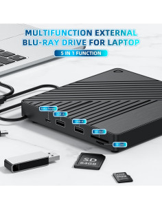 Unidad Blu-ray Externa LLMHHKYK 5-en-1 USB 3.0 y USB-C 2