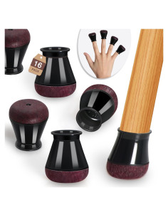 Protectores de patas de silla YOZON 16 piezas silicona negra