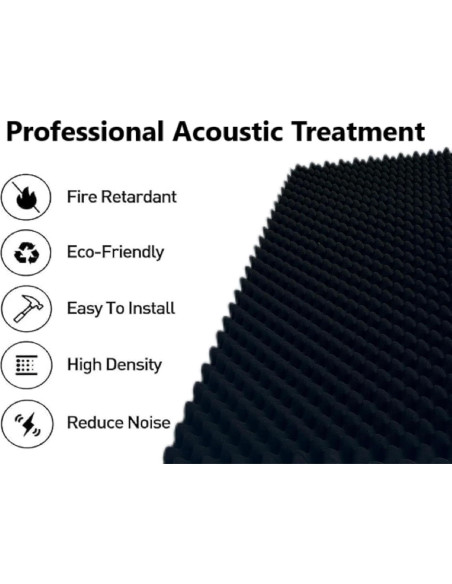 Paquete de 2 Paneles Acústicos de Espuma de Huevo 121.9x61x5cm Negro