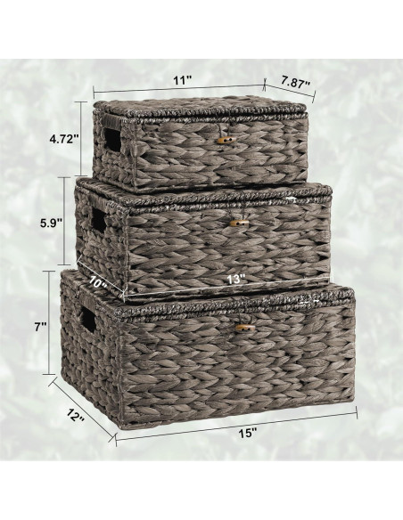 Juego de 3 Cestas de Almacenamiento Ollieroo de Jacinto de Agua