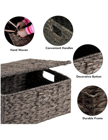 Juego de 3 Cestas de Almacenamiento Ollieroo de Jacinto de Agua