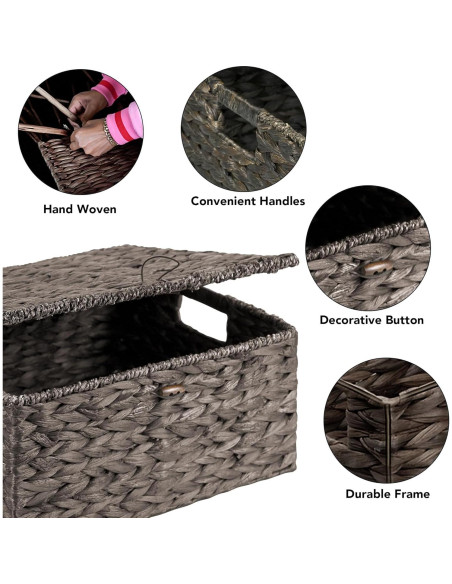 Juego de 3 Cestas de Almacenamiento Ollieroo de Jacinto de Agua