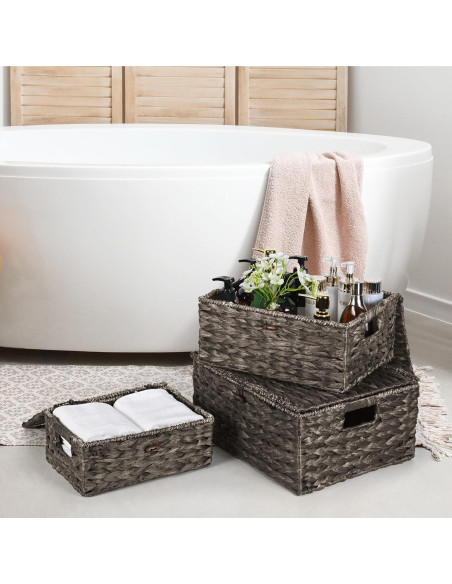 Juego de 3 Cestas de Almacenamiento Ollieroo de Jacinto de Agua