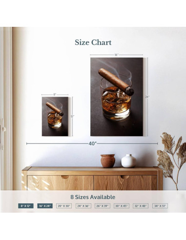 Arte de Pared Lienzo ElephantStock Cigarro en Vaso 30x20 cm