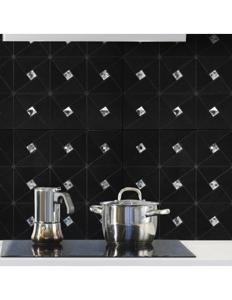 Azulejos de Metal Autoadhesivos Art3d 10 Hojas 30x30 cm Negro