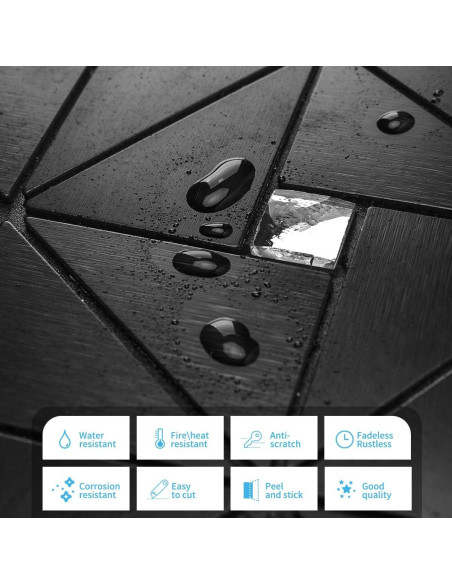 Azulejos de Metal Autoadhesivos Art3d 10 Hojas 30x30 cm Negro