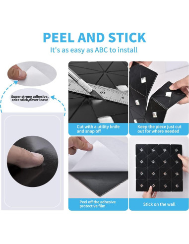 Azulejos de Metal Autoadhesivos Art3d 10 Hojas 30x30 cm Negro