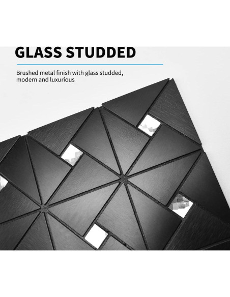 Azulejos de Metal Autoadhesivos Art3d 10 Hojas 30x30 cm Negro