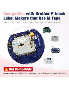 5 Cintas de Etiqueta RASSURT M-K231 12mm Negro sobre Blanco 2