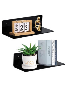 Estante Flotante de Acrílico Luium 22.86x9x6 cm Negro - Juego de 2