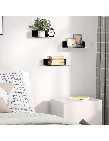 Estante Flotante de Acrílico Luium 22.86x9x6 cm Negro - Juego de 2